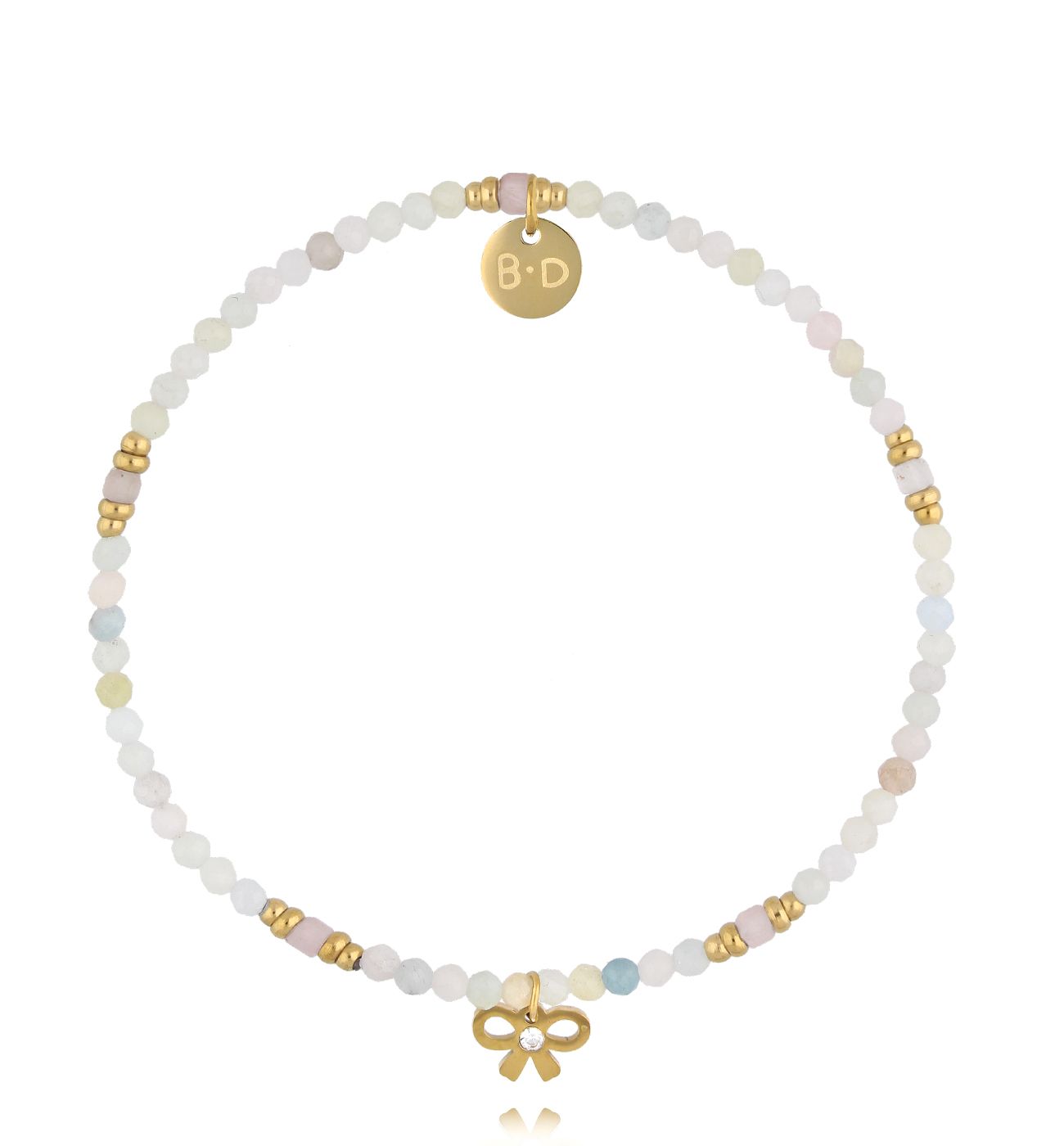 Bransoletka z morganitami i kokardką BTW3331