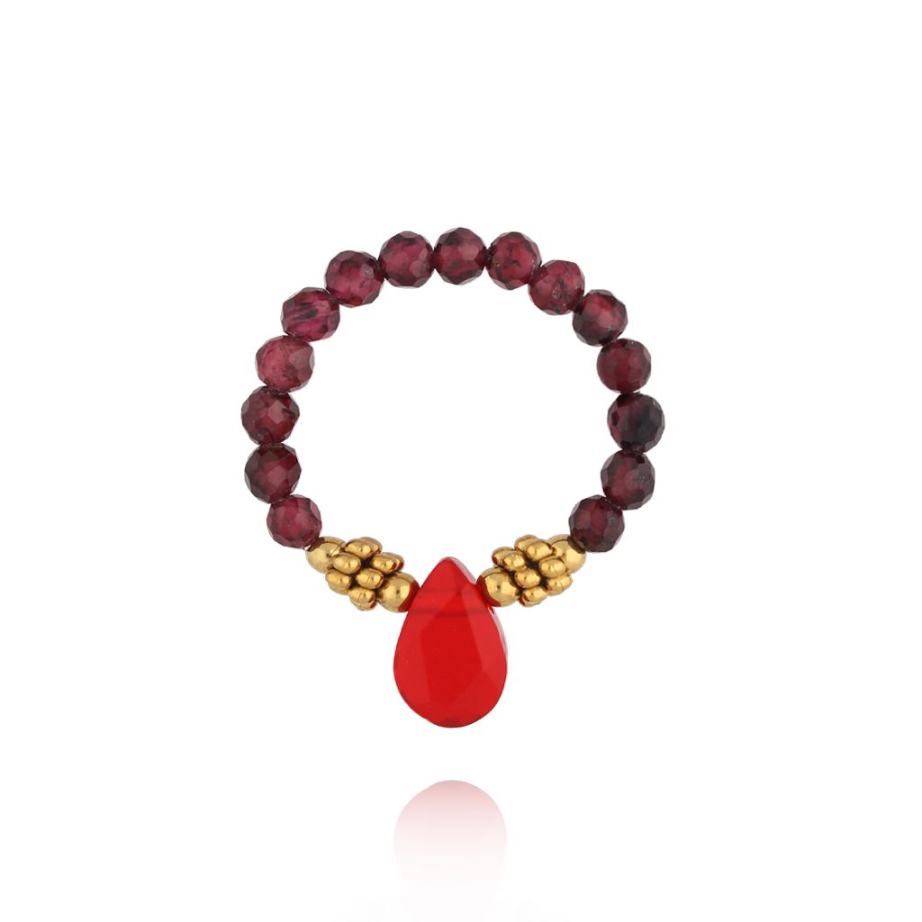 Pierścionek elastyczny z granatami PSC0714