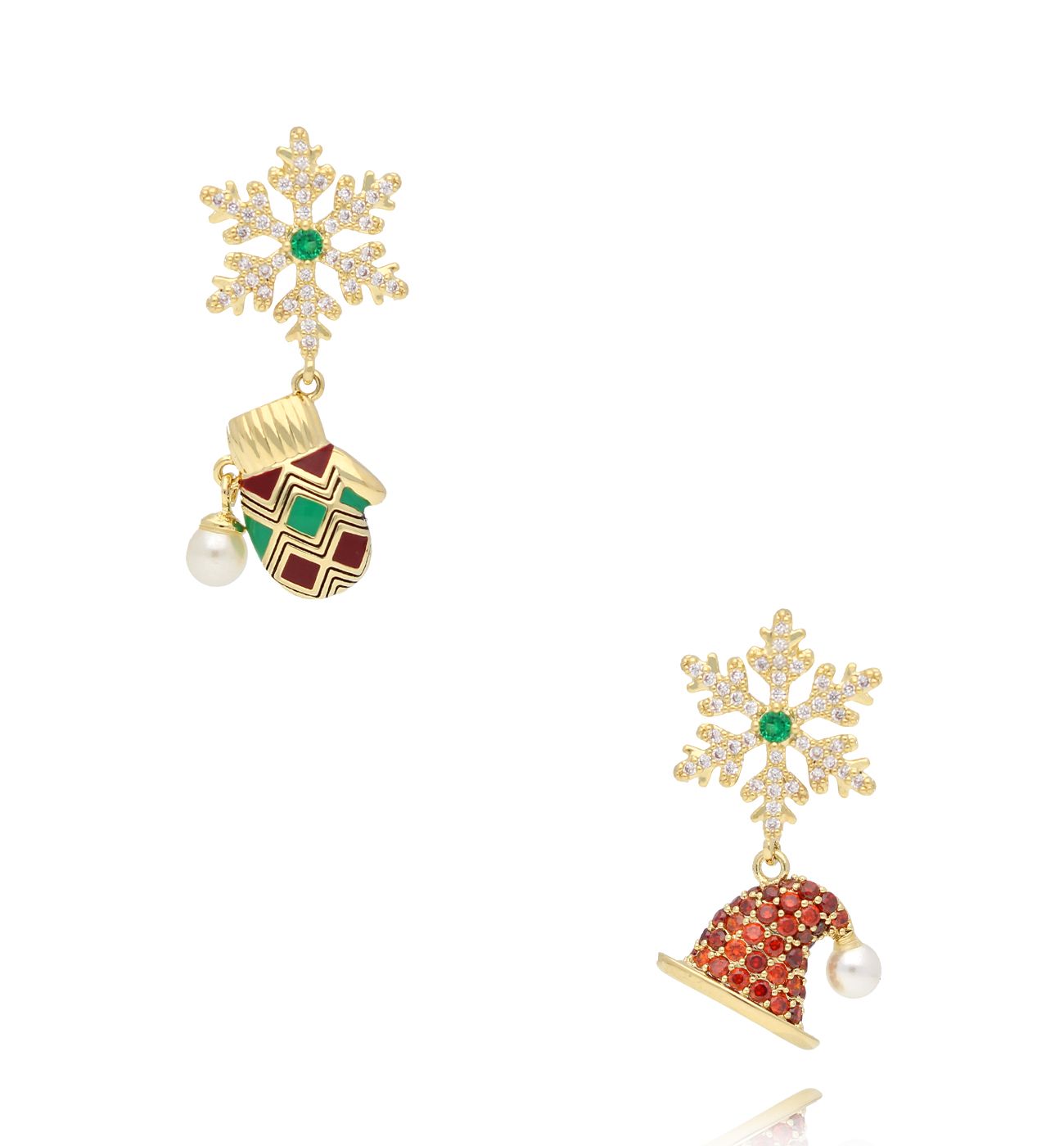 Kolczyki świąteczne z rękawiczką i czapką KSY0301 - By Dziubeka