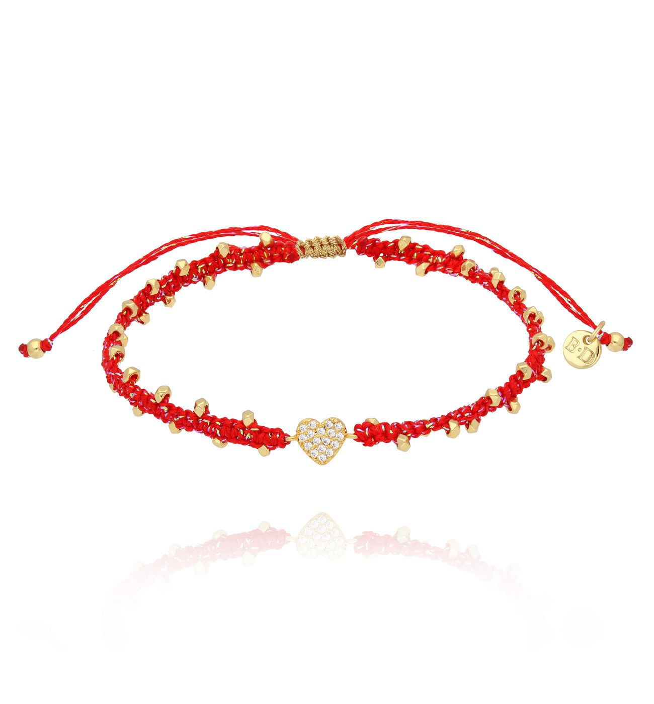 Bransoletka czerwona z serduszkiem - By Dziubeka
