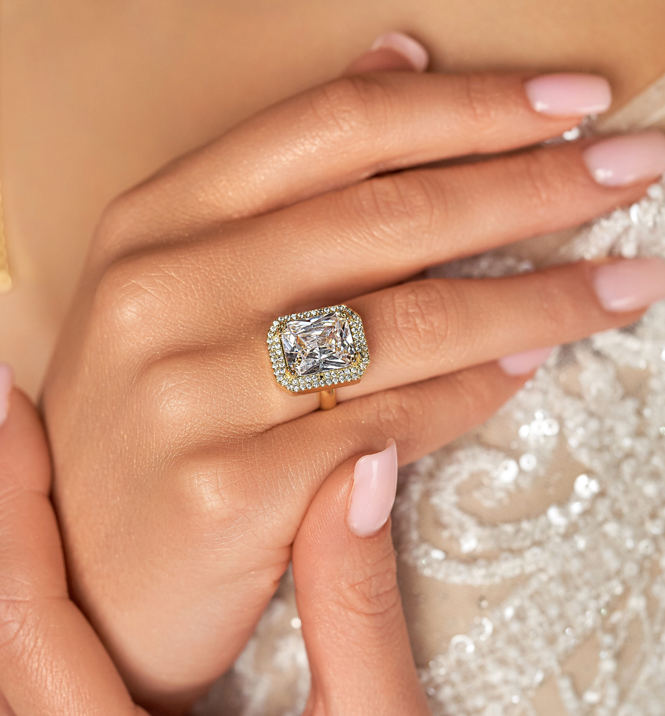 Pierścionek z transparentnym kryształkiem Majestic PSS0027 - By Dziubeka