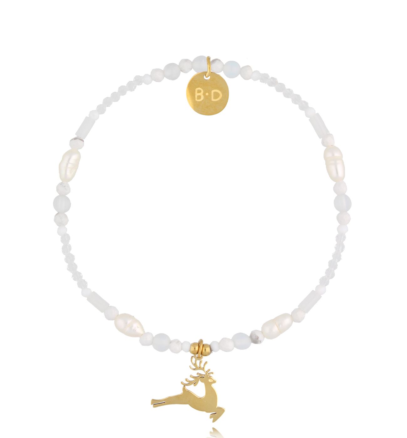 Bransoletka biała z reniferem All I Want BTW2442