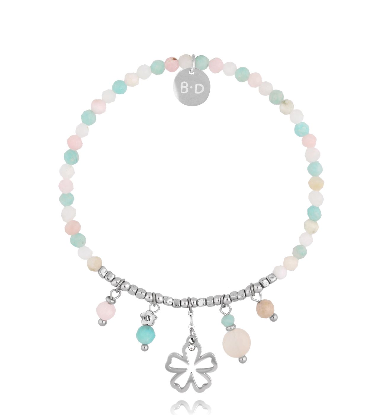 Bransoletka z amazonitami i kwiatkiem BTW2958