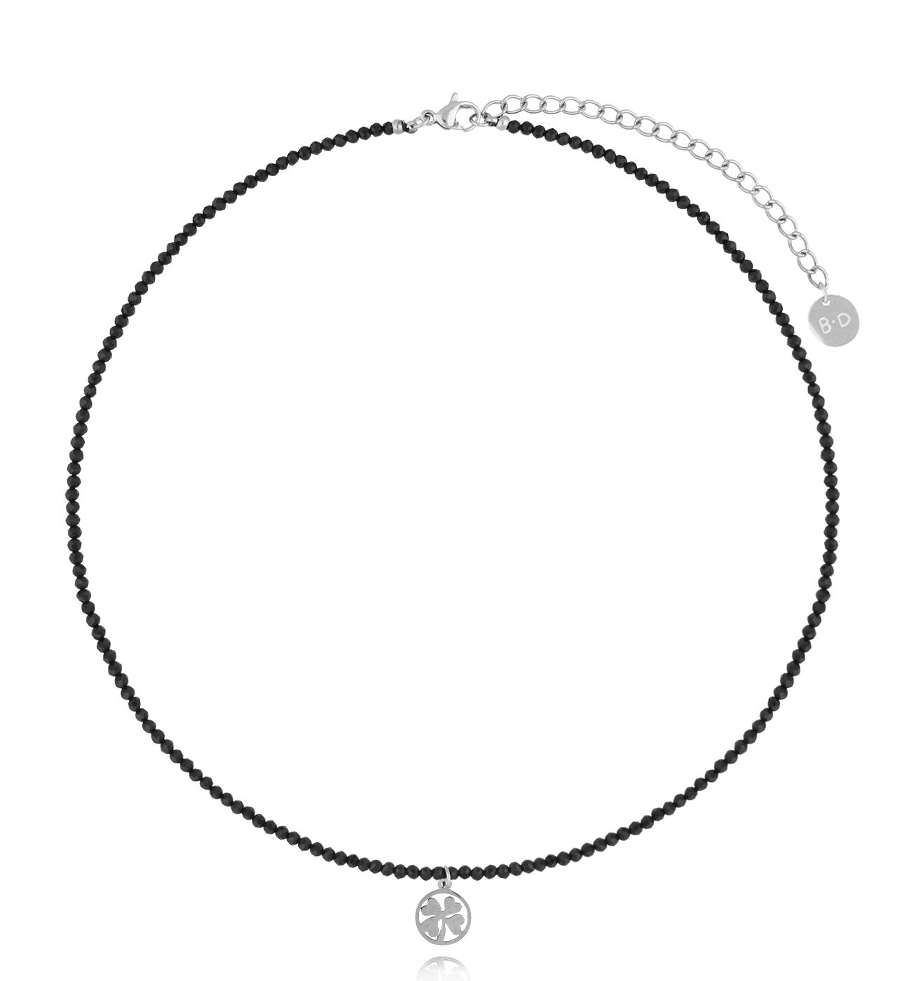 Naszyjnik z czarnymi turmalinami i koniczynką Lifestyle - By Dziubeka
