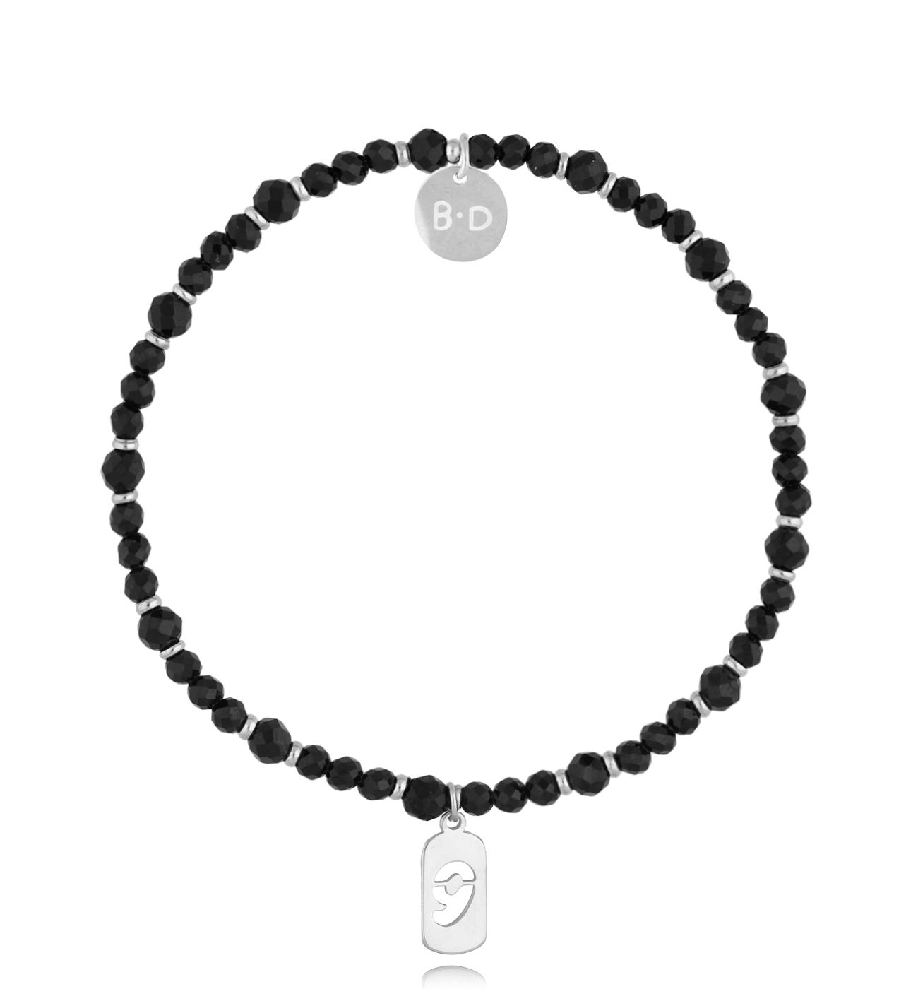 Bransoletka z agatami i cyfrą 9 srebrna BTW3000