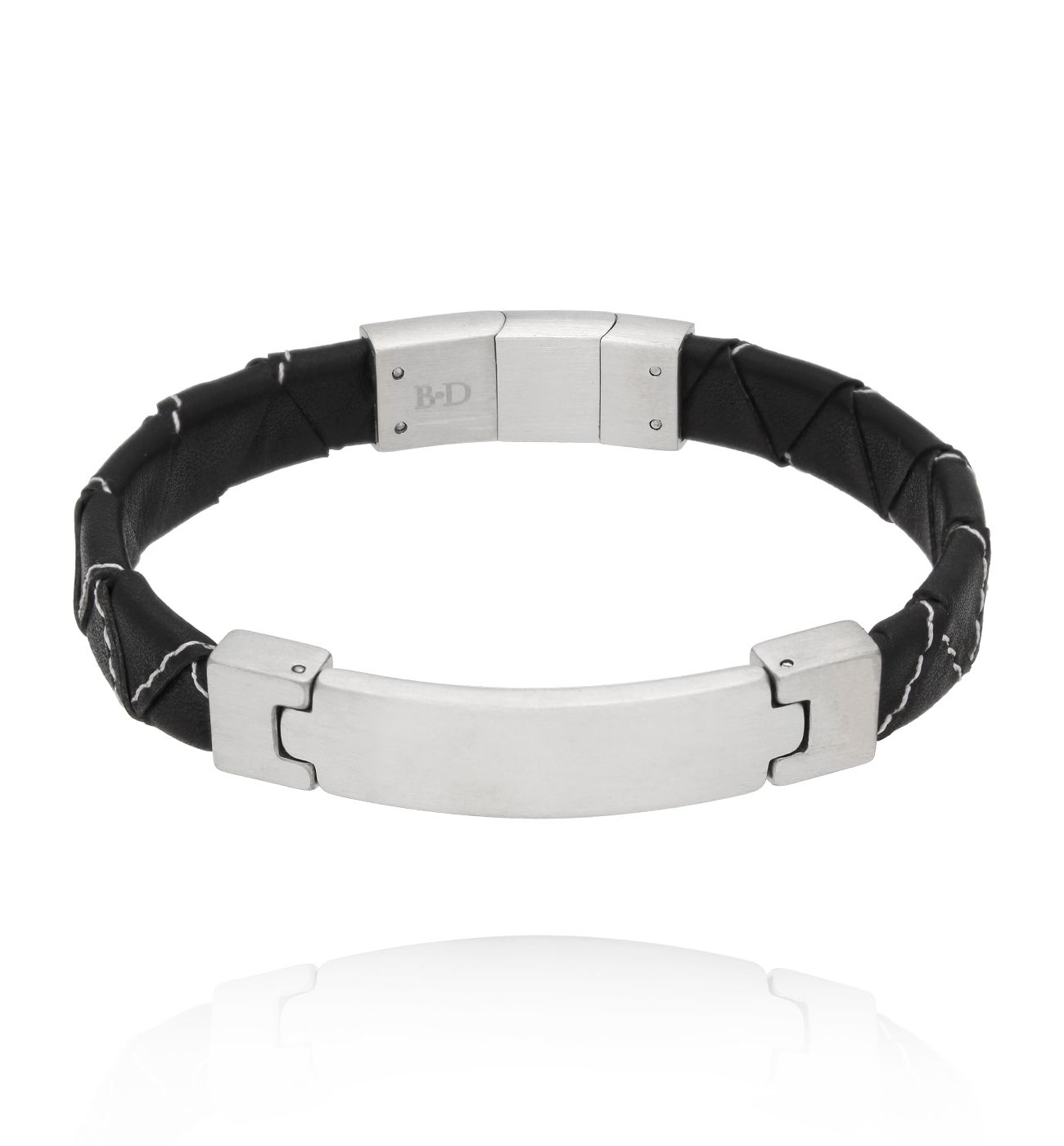 Bransoletka męska czarna skórzana 71 - By Dziubeka