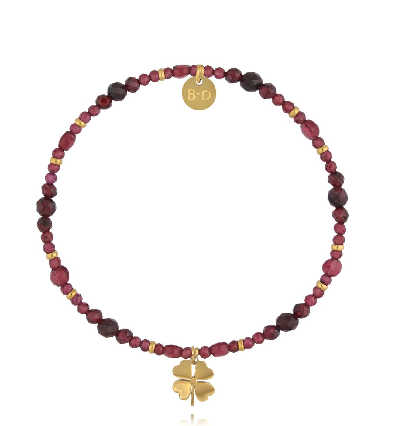 Bransoletka z granatami i koniczynką - By Dziubeka