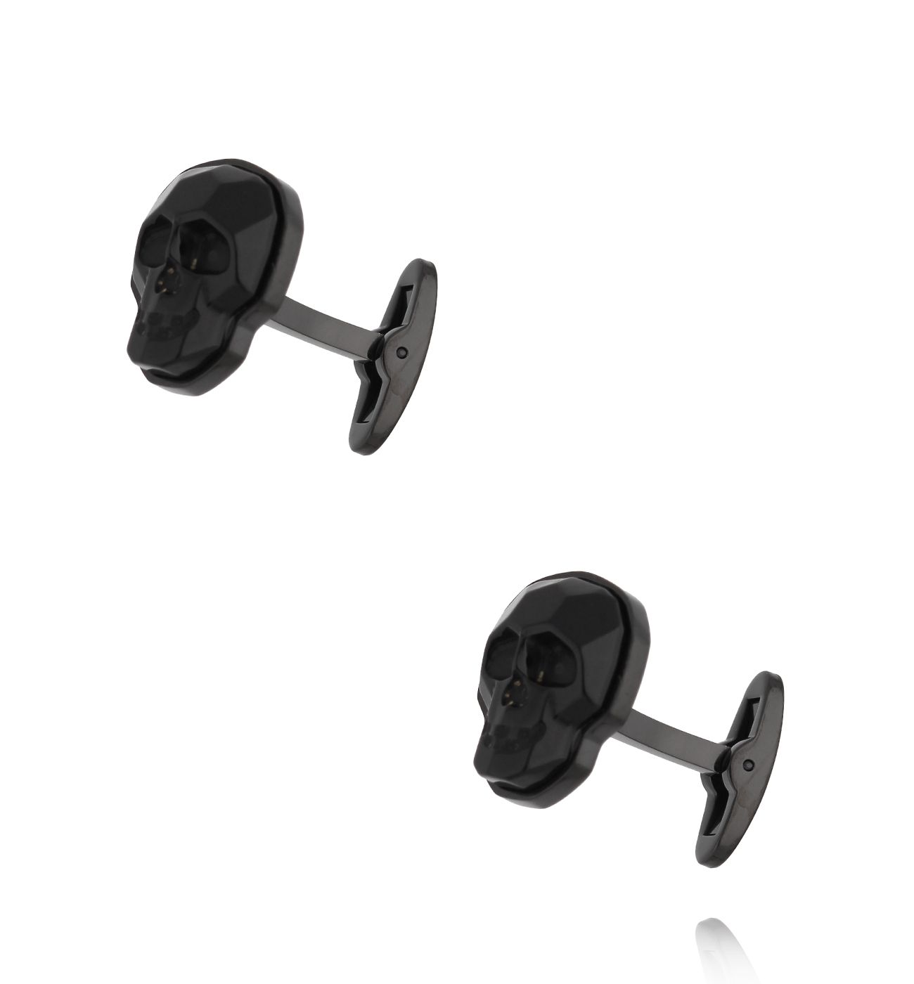 Spinki do mankietów czaszki z onyksem czarne SMITC0006 - By Dziubeka