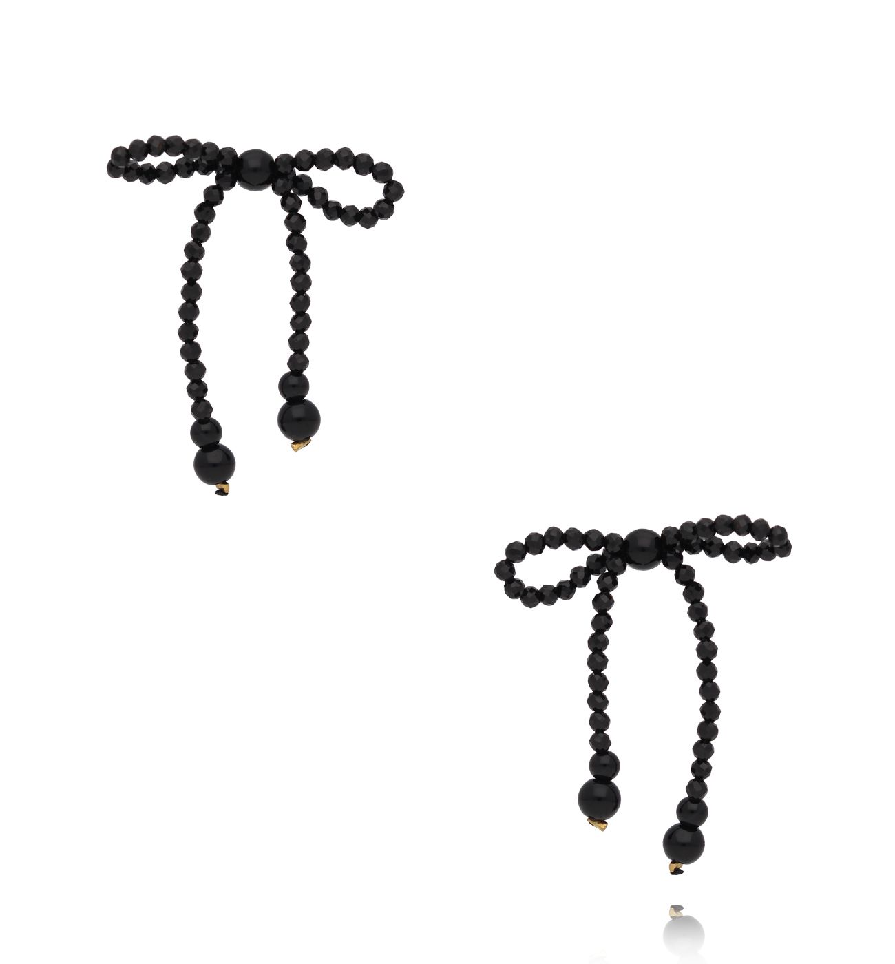 Kolczyki kokardki czarne z turmalinami KSY0320 - By Dziubeka