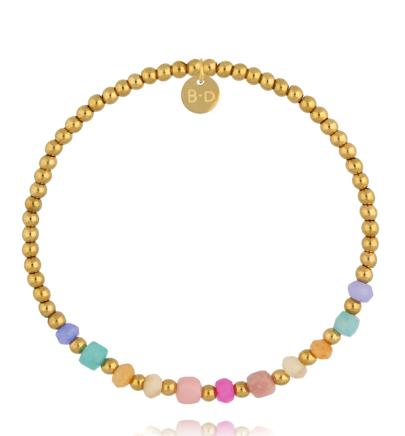 Bransoletka złota z kolorowymi jadeitami - By Dziubeka