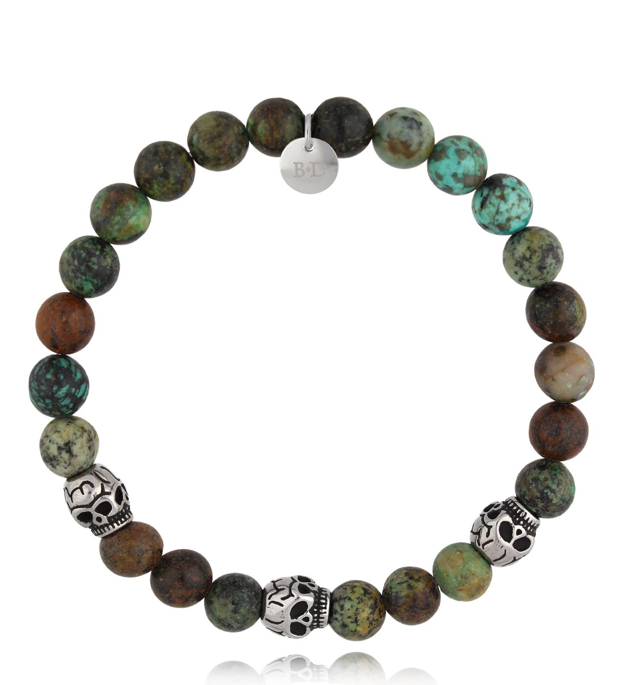 Bransoletka męska z turkusami i czaszkami Baruti BMITC0688