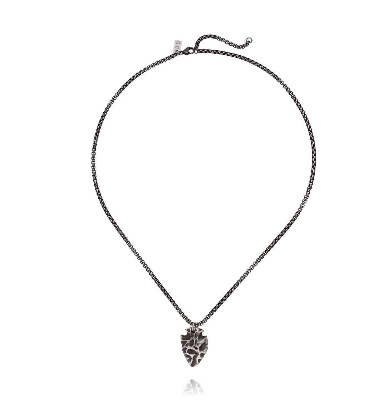 Naszyjnik męski hematytowy ze stali szlachetnej - zawieszka - By Dziubeka