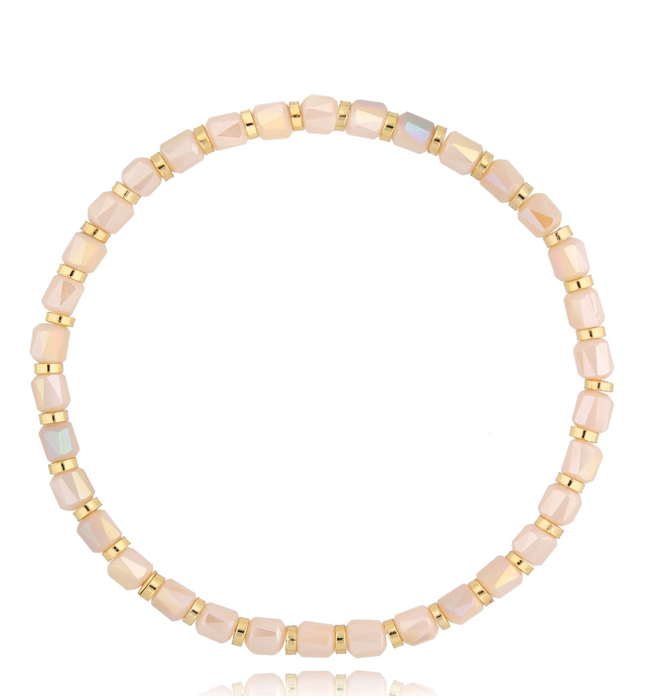 Bransoletka beżowa z kryształkami Cristalli - By Dziubeka