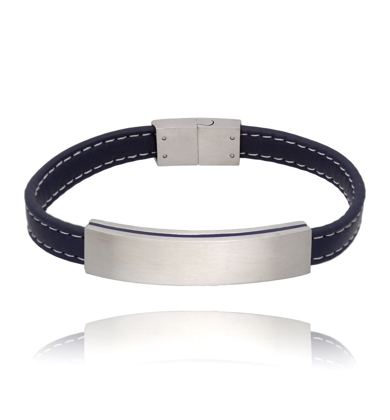 Bransoletka skórzana granatowa Remus 12 - By Dziubeka