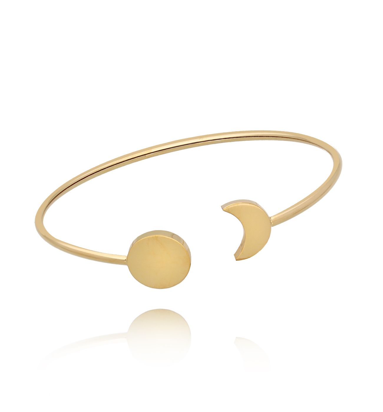 Bransoletka złota obręcz z księżycem Two Moons - By Dziubeka