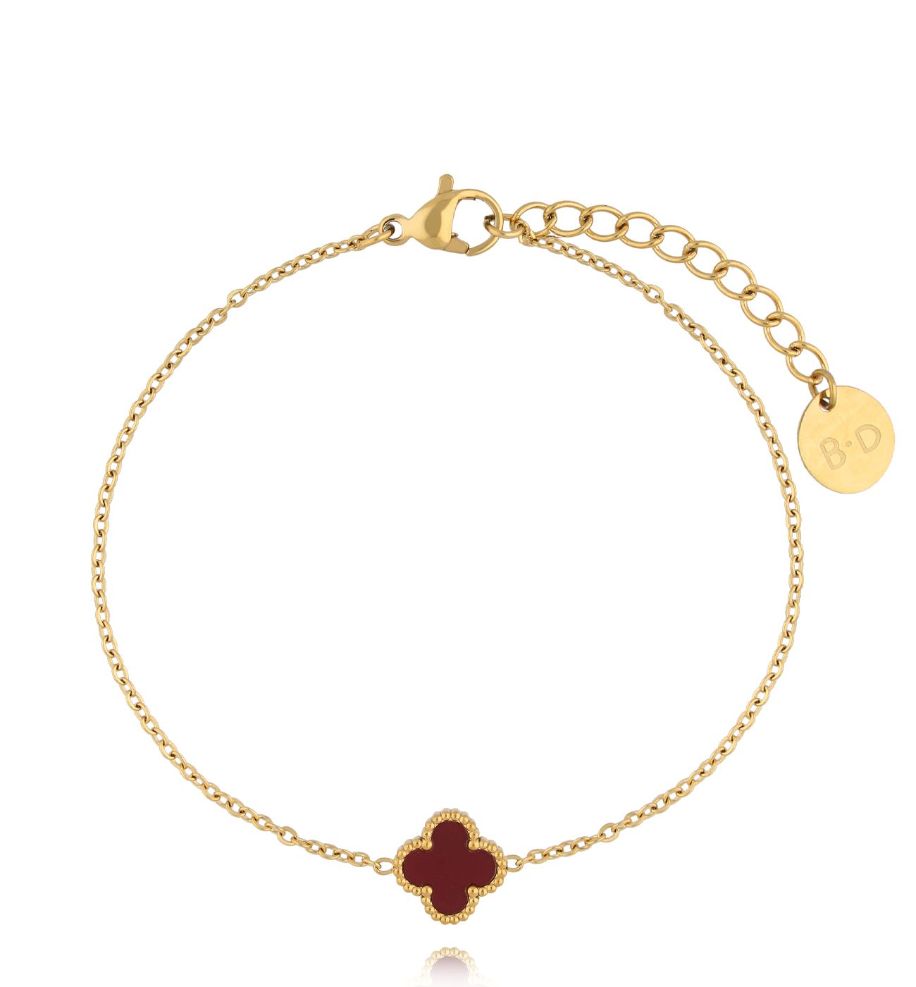 Bransoletka z bordową koniczynką złota Clovers BSY0184