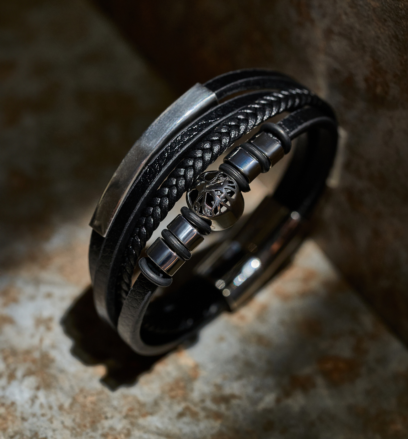 Bransoletka męska skórzana z drzewkiem Ketill BMITC0548