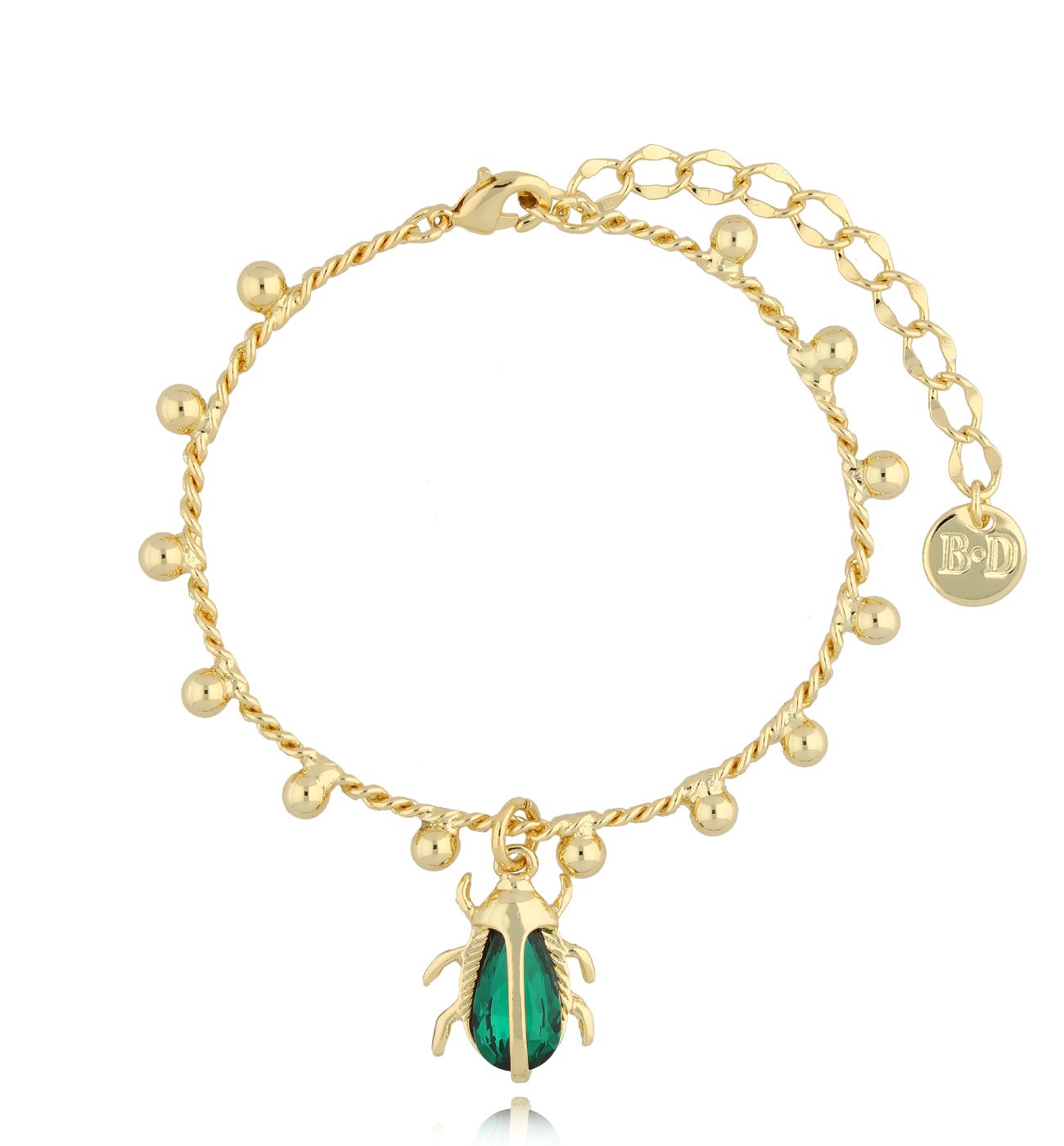 Bransoletka złota z zielonym żukiem Siyo BMI0170