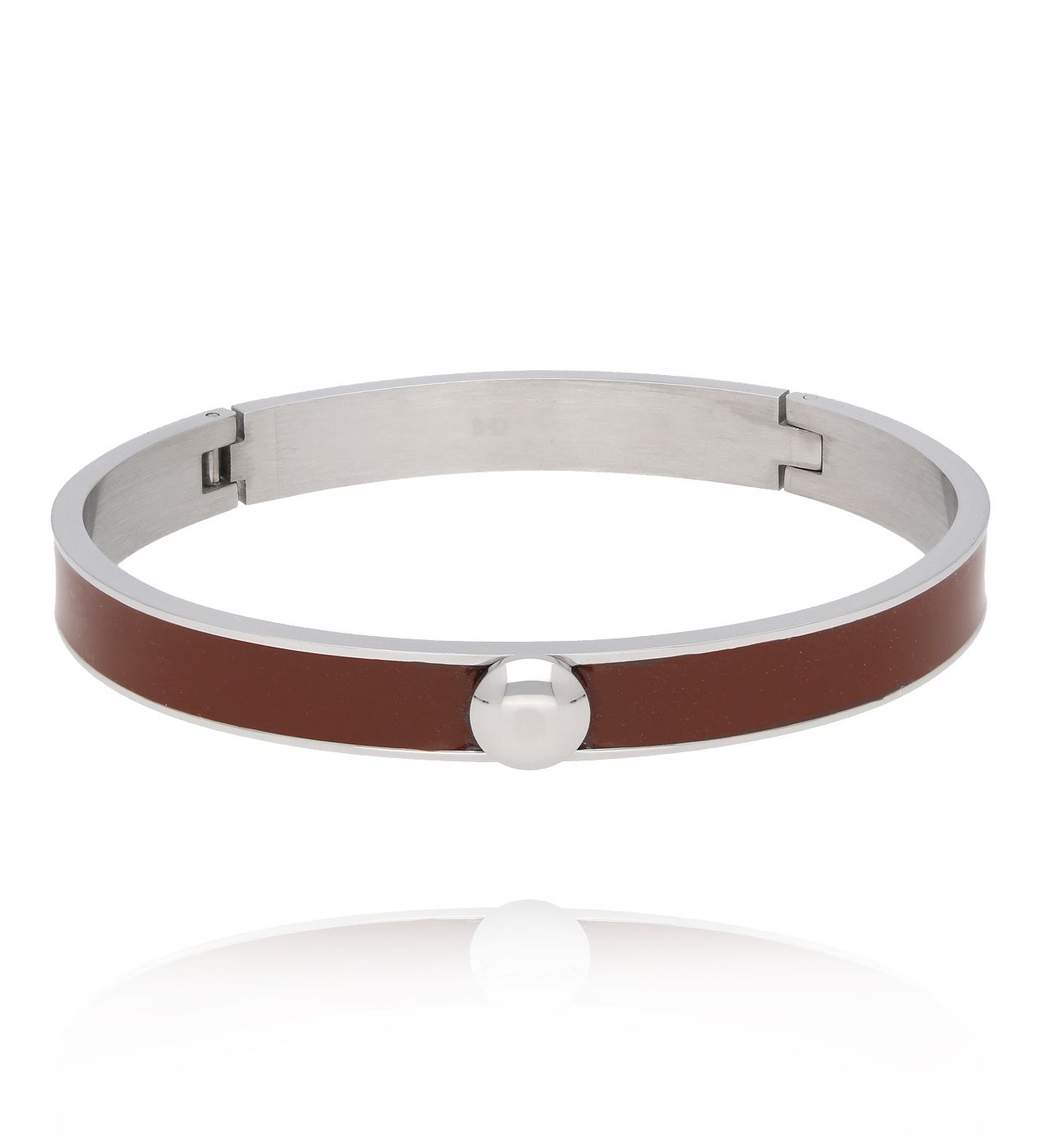 Bransoletka obręcz z brązową emalią Secret Garden - By Dziubeka