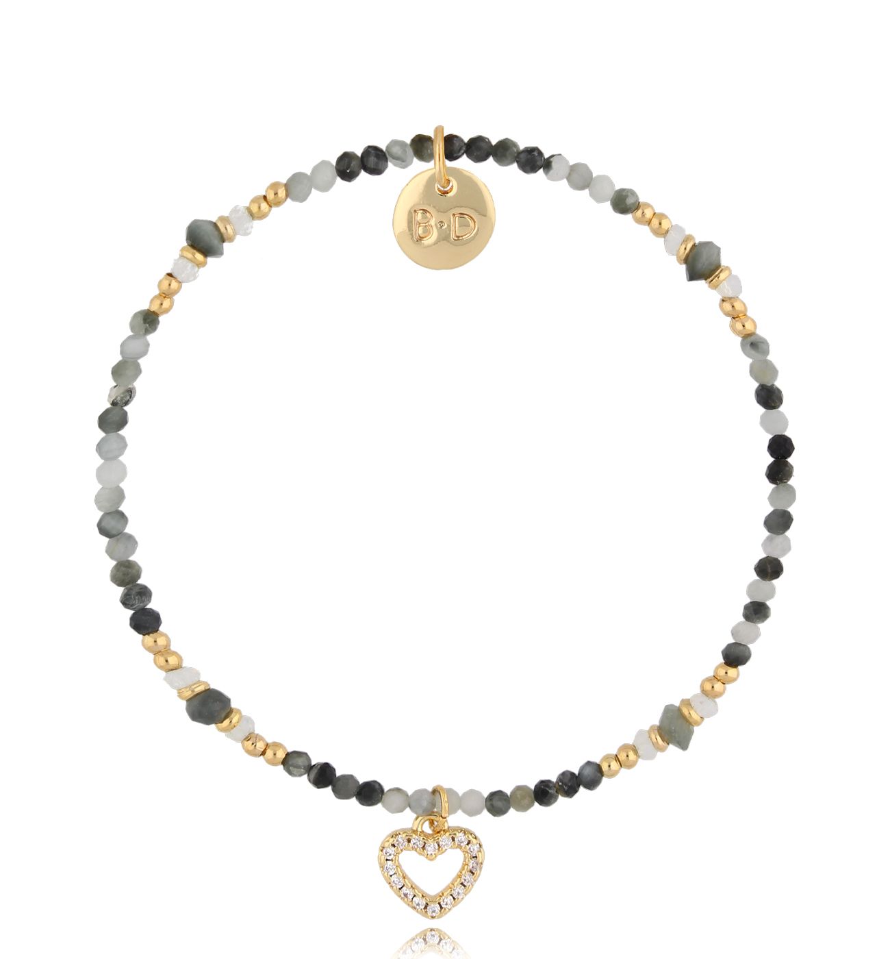 Bransoletka z labradorytami i sercem - By Dziubeka