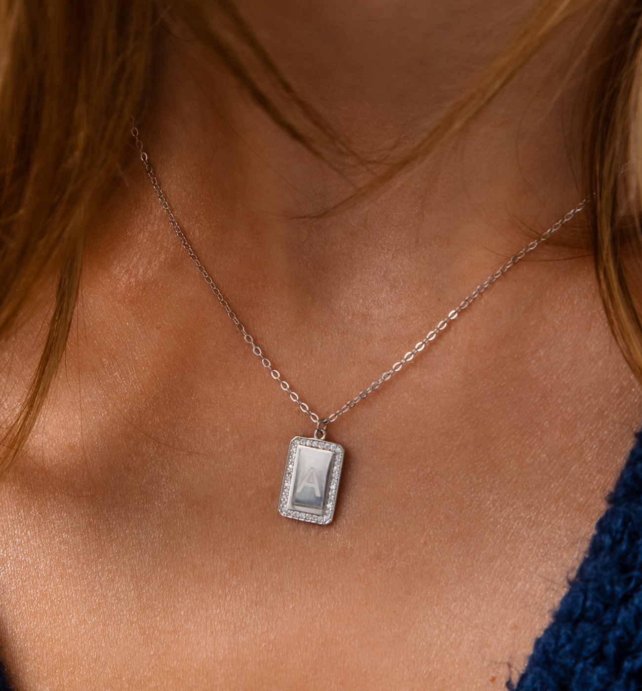 Naszyjnik z literką A srebrny NCA0053