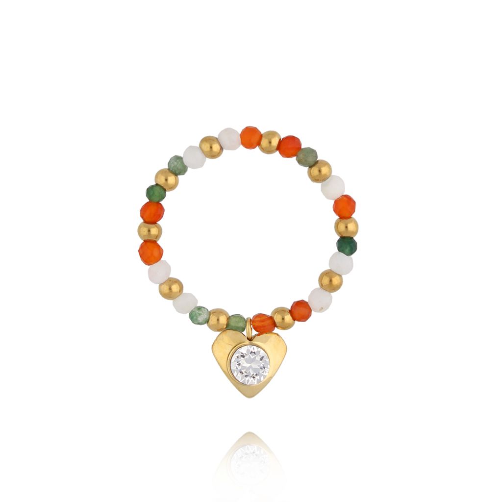 Pierścionek kolorowy z serduszkiem PSC0724 - By Dziubeka