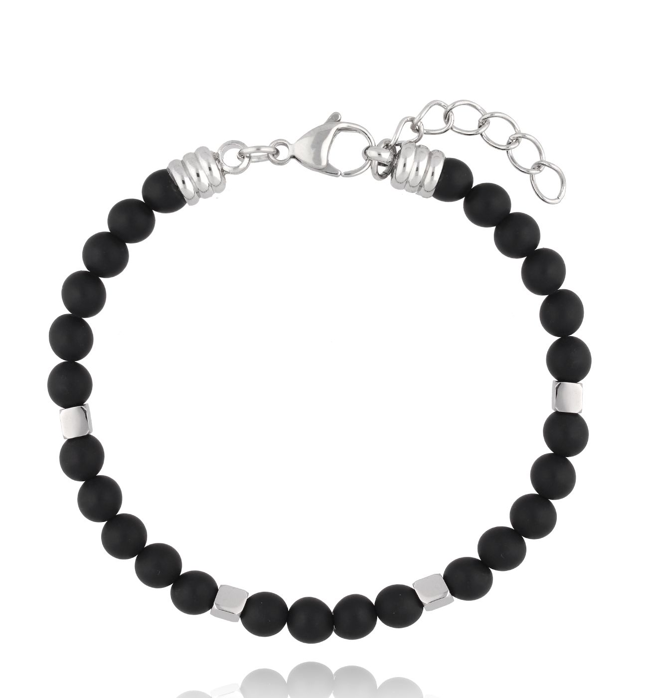 Bransoletka męska z agatami matowymi 73 - By Dziubeka