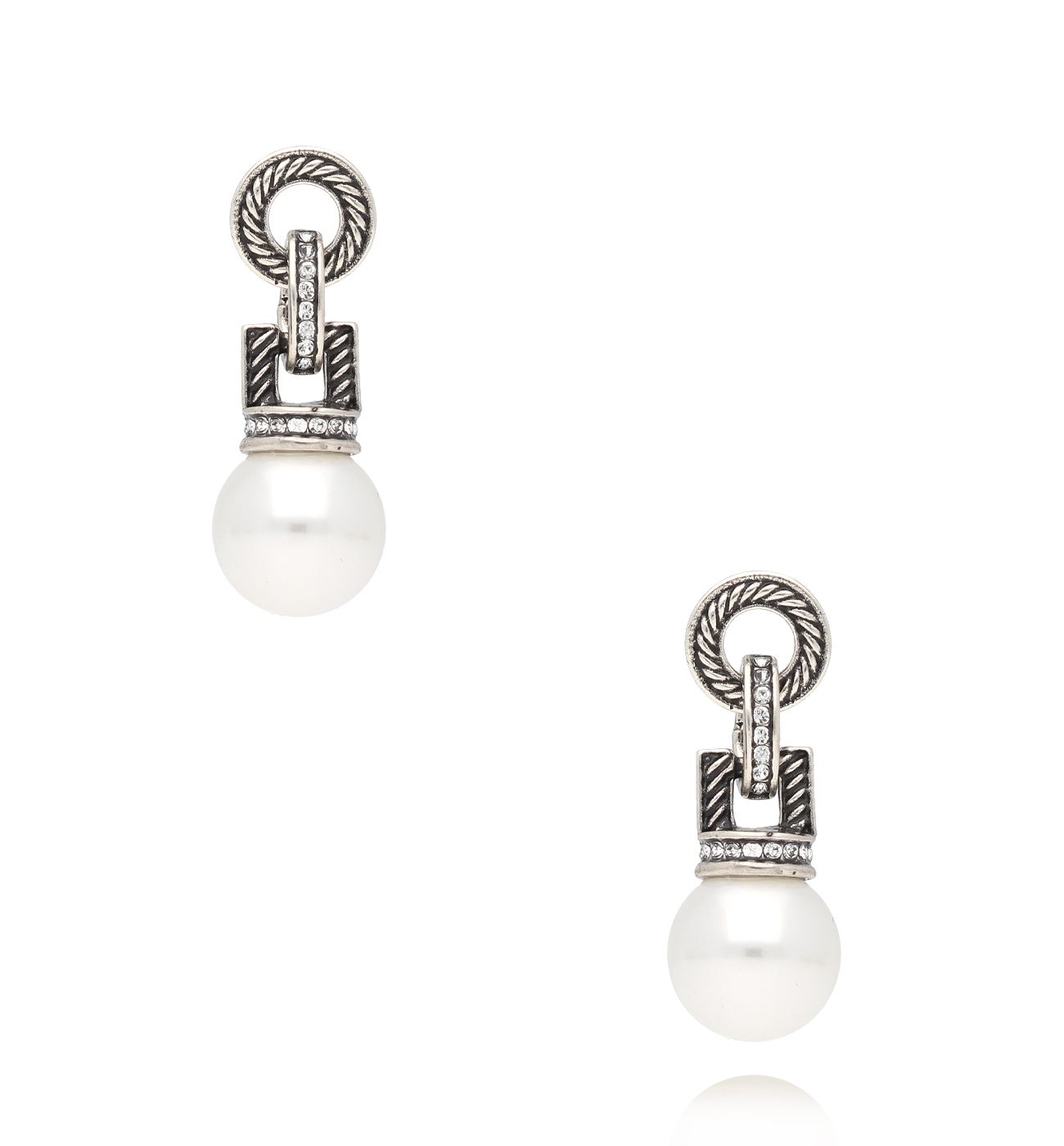 Kolczyki antyczne srebrne z perłami Nuit Claire - By Dziubeka