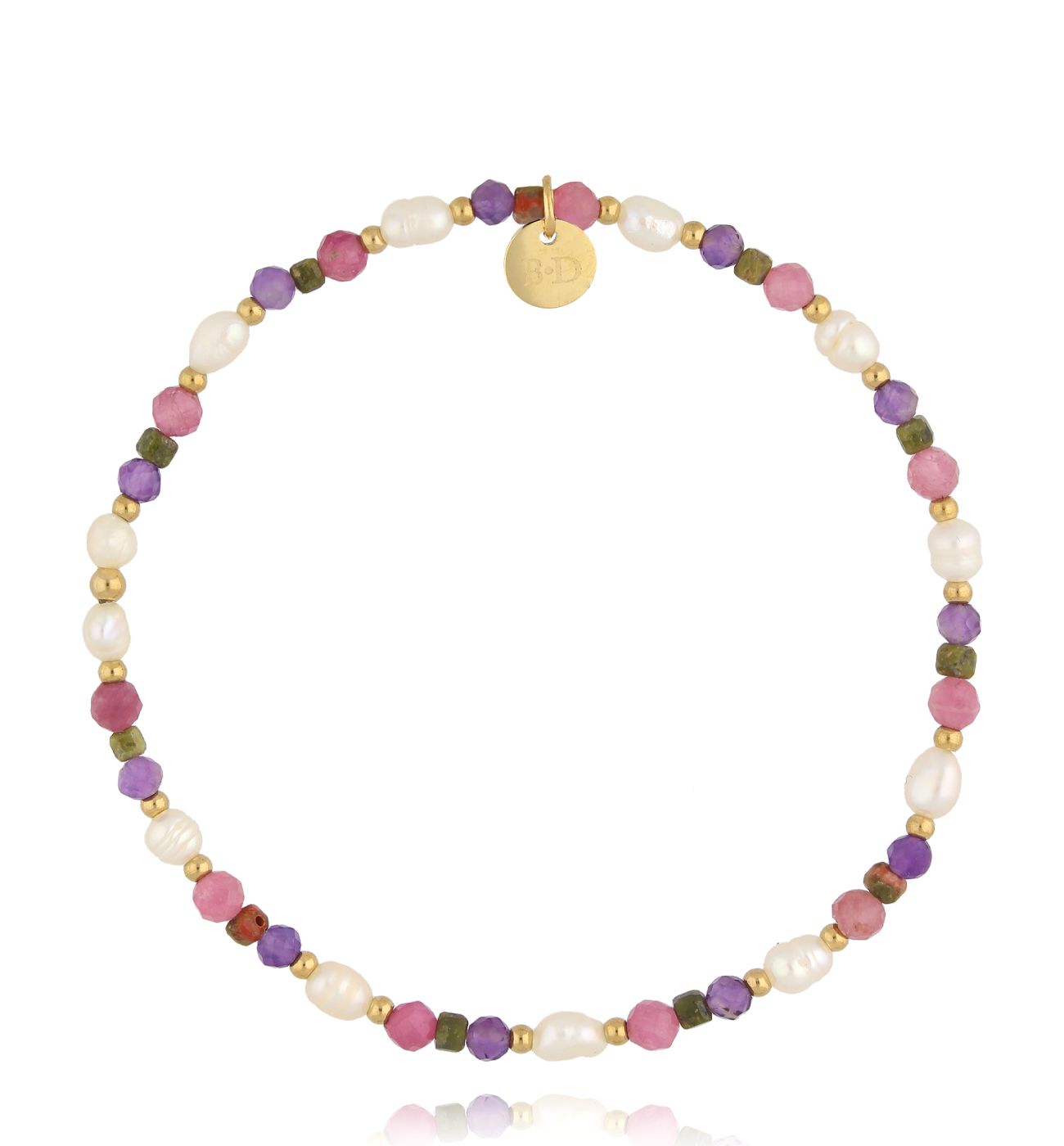 Bransoletka fioletowa z kamieniami naturalnymi Latifa - By Dziubeka