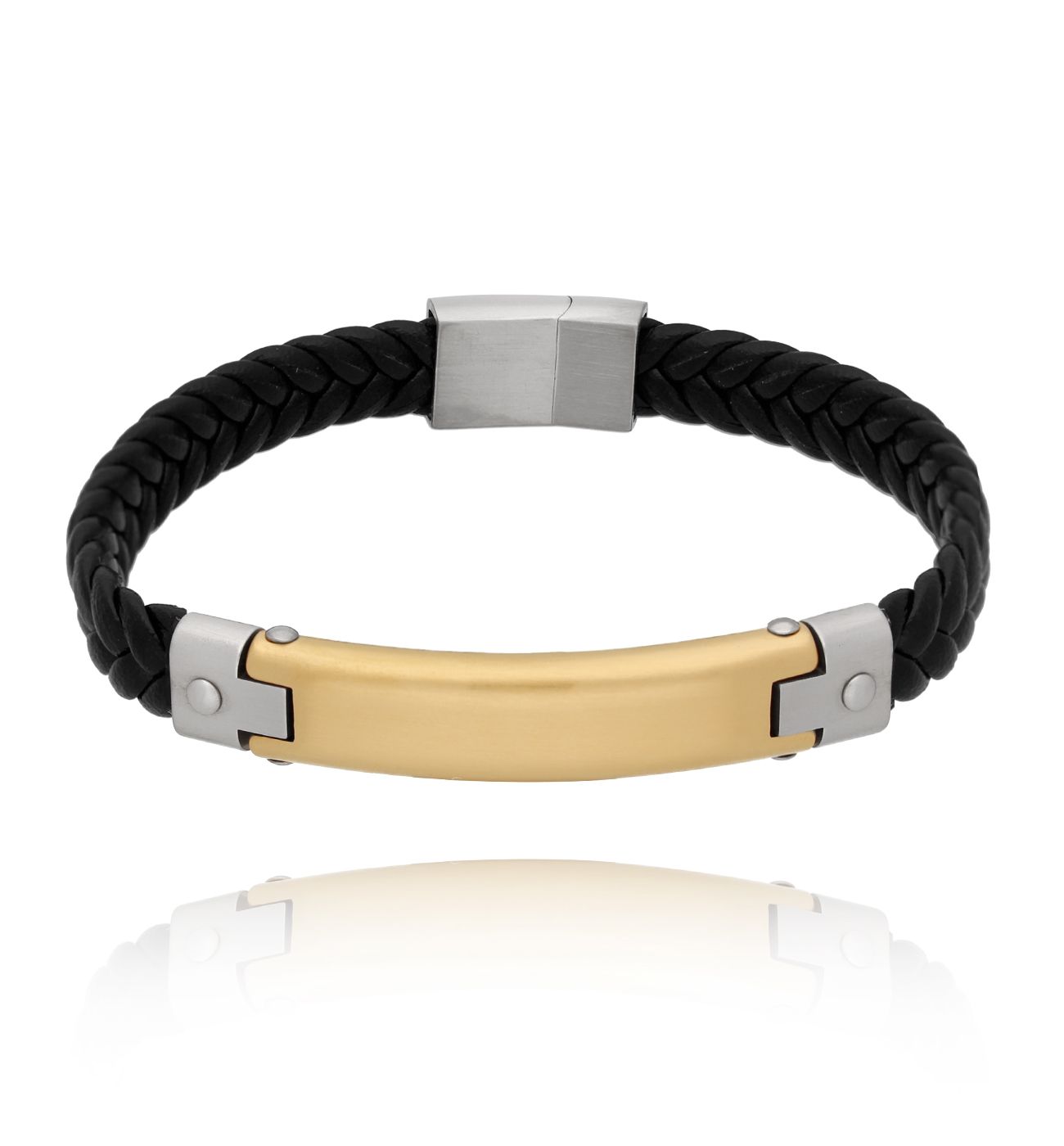 Bransoletka męska skórzana złota Fox BMITC0449