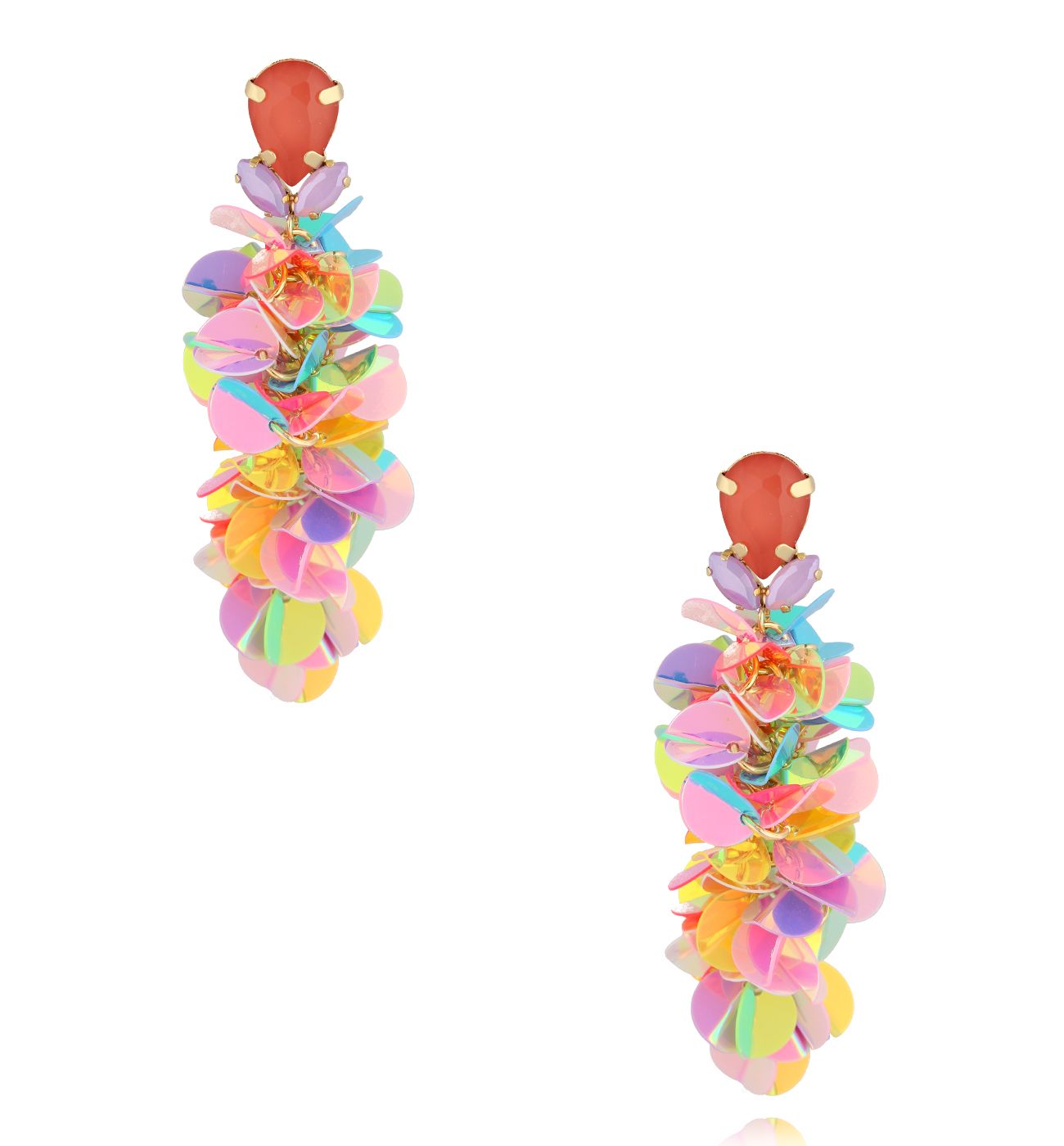 Kolczyki kolorowe z cekinami i kryształkami KGA0013 - By Dziubeka