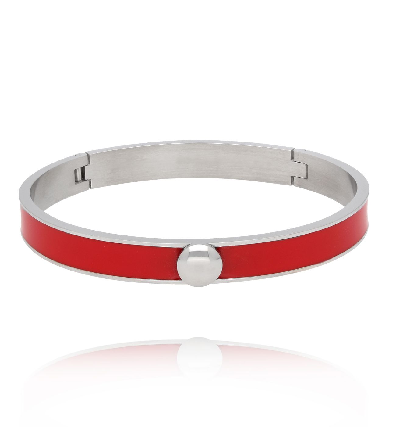 Bransoletka obręcz z czerwoną emalią Secret Garden - By Dziubeka