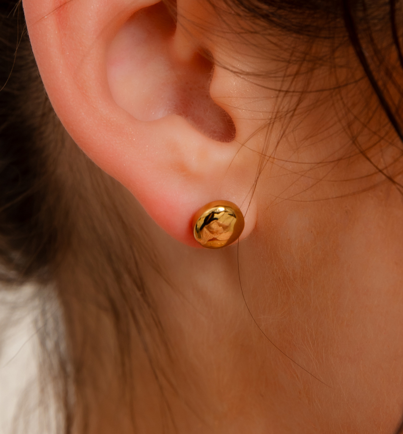 Kolczyki z dyskami złote Circular Harmony - By Dziubeka