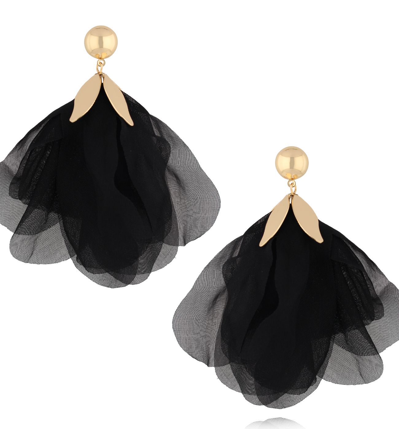 Kolczyki czarne z tkaniną - By Dziubeka