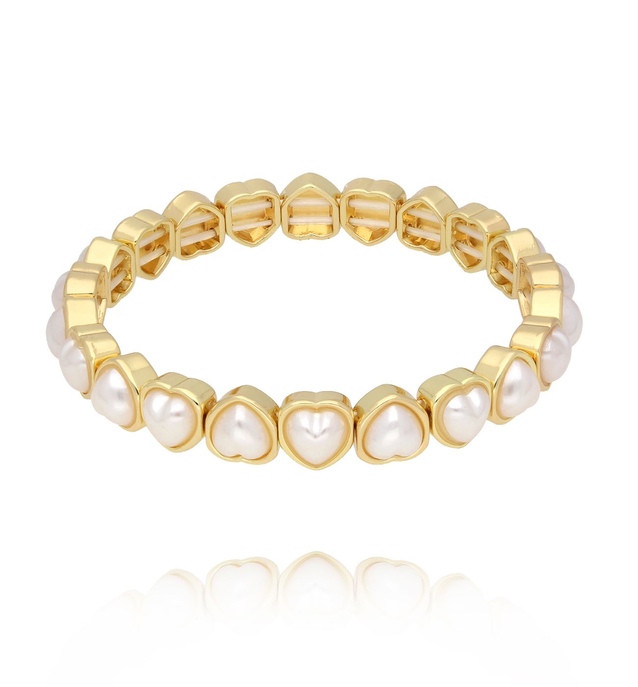 Bransoletka z perłami w kształcie serduszek BCR0025 - By Dziubeka