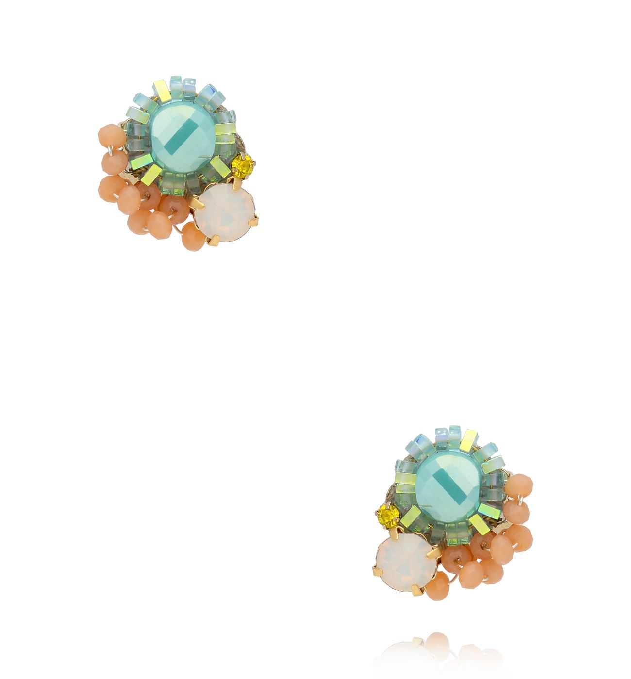 Kolczyki w odcieniach turkusu i brzoskwini KLU0135 - By Dziubeka