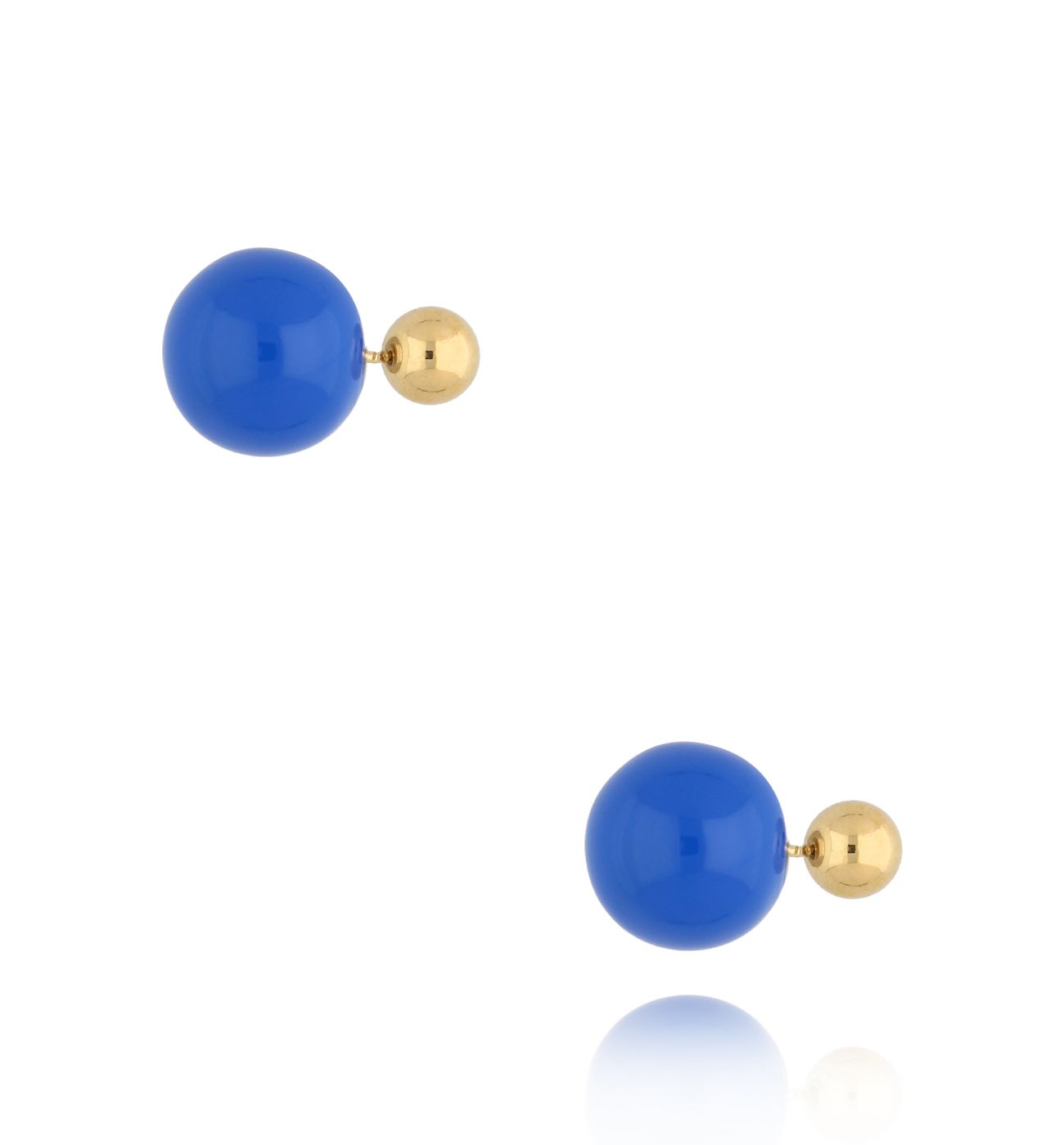 Kolczyki złote kulki z niebieską emalią Balls - By Dziubeka