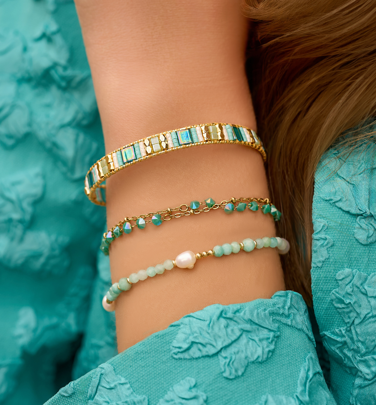 Zestaw turkusowych bransoletek Z0477 - By Dziubeka