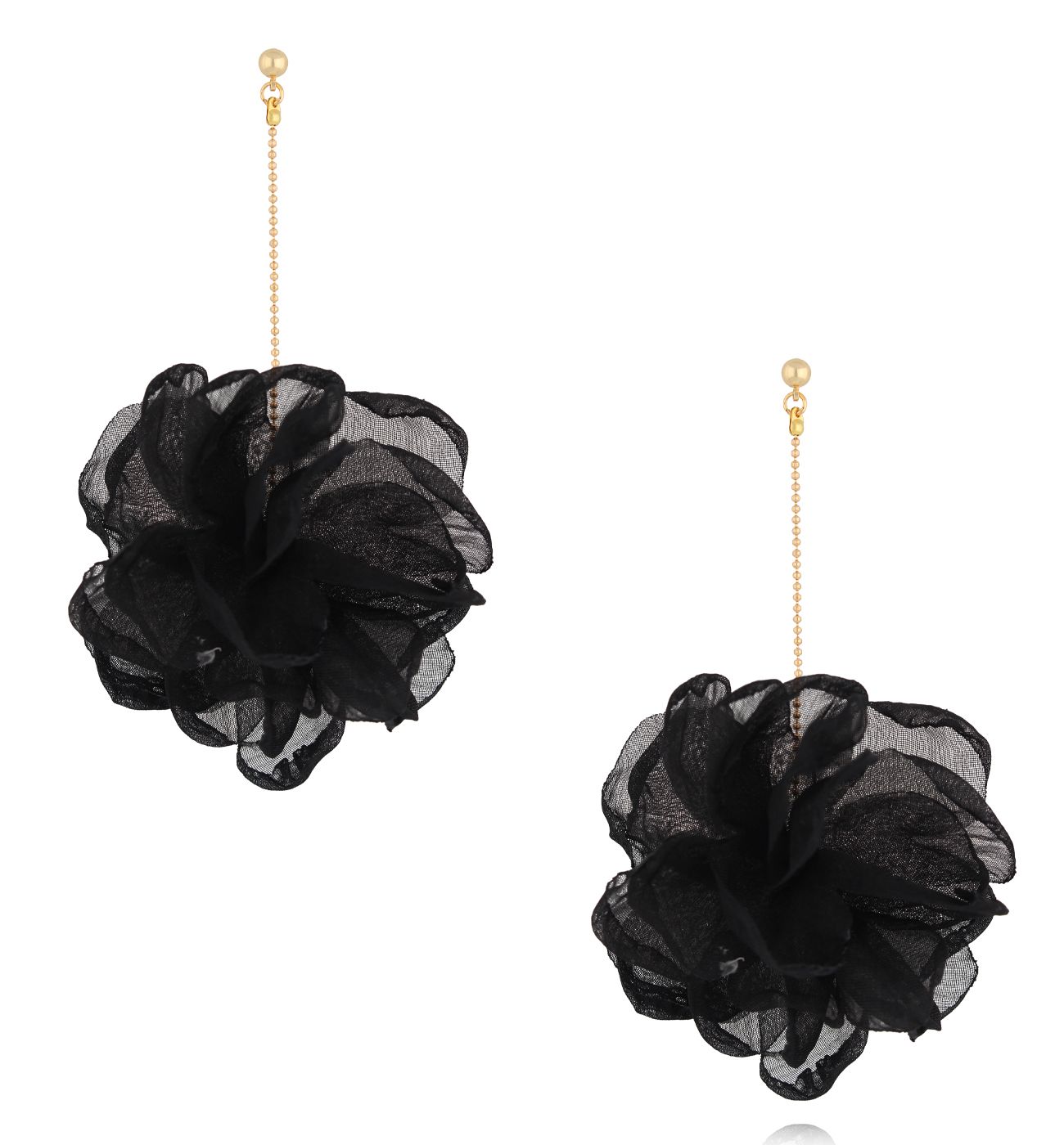 Kolczyki z czarną tkaniną - By Dziubeka