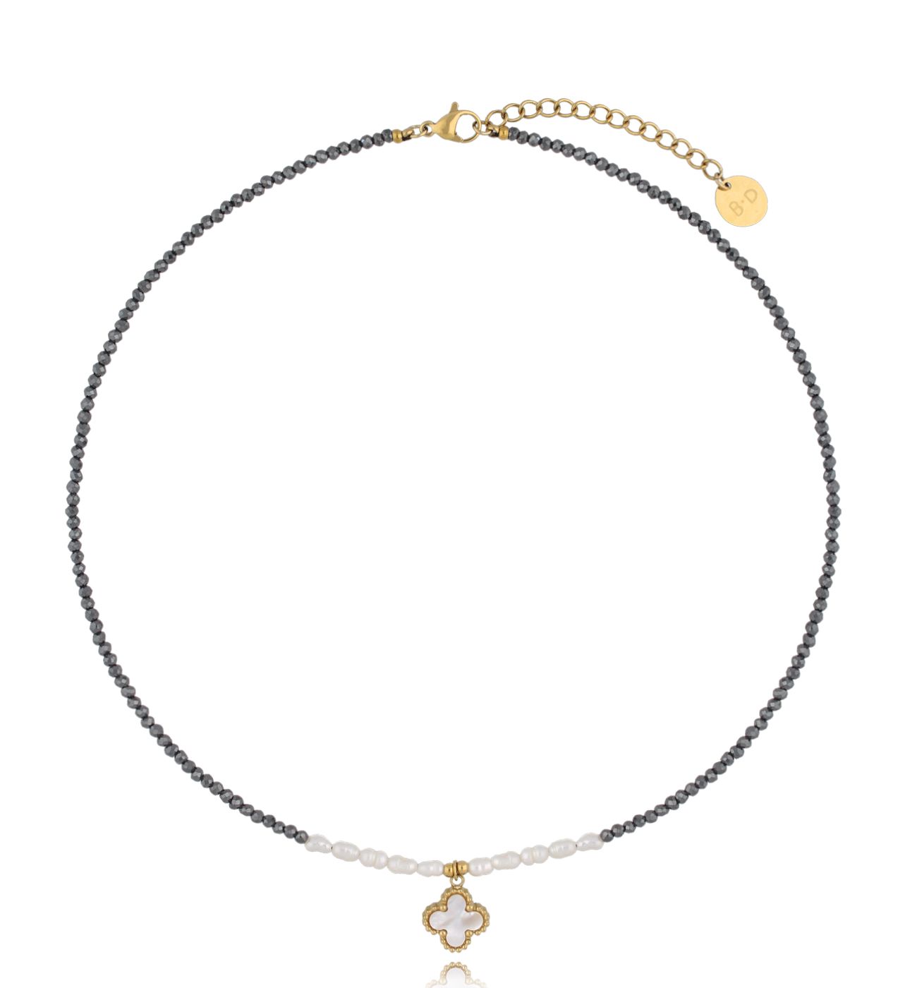 Naszyjnik z hematytami i koniczynką Dace - By Dziubeka