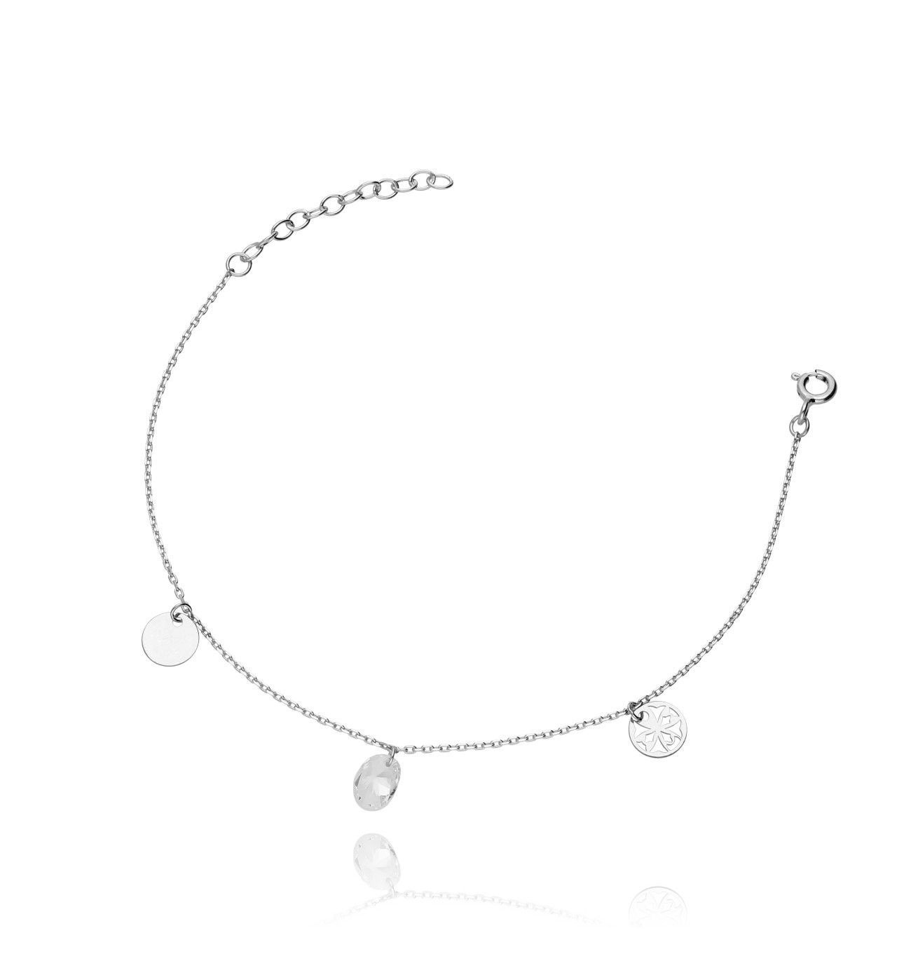 Bransoletka ze srebra z kryształkiem - By Dziubeka