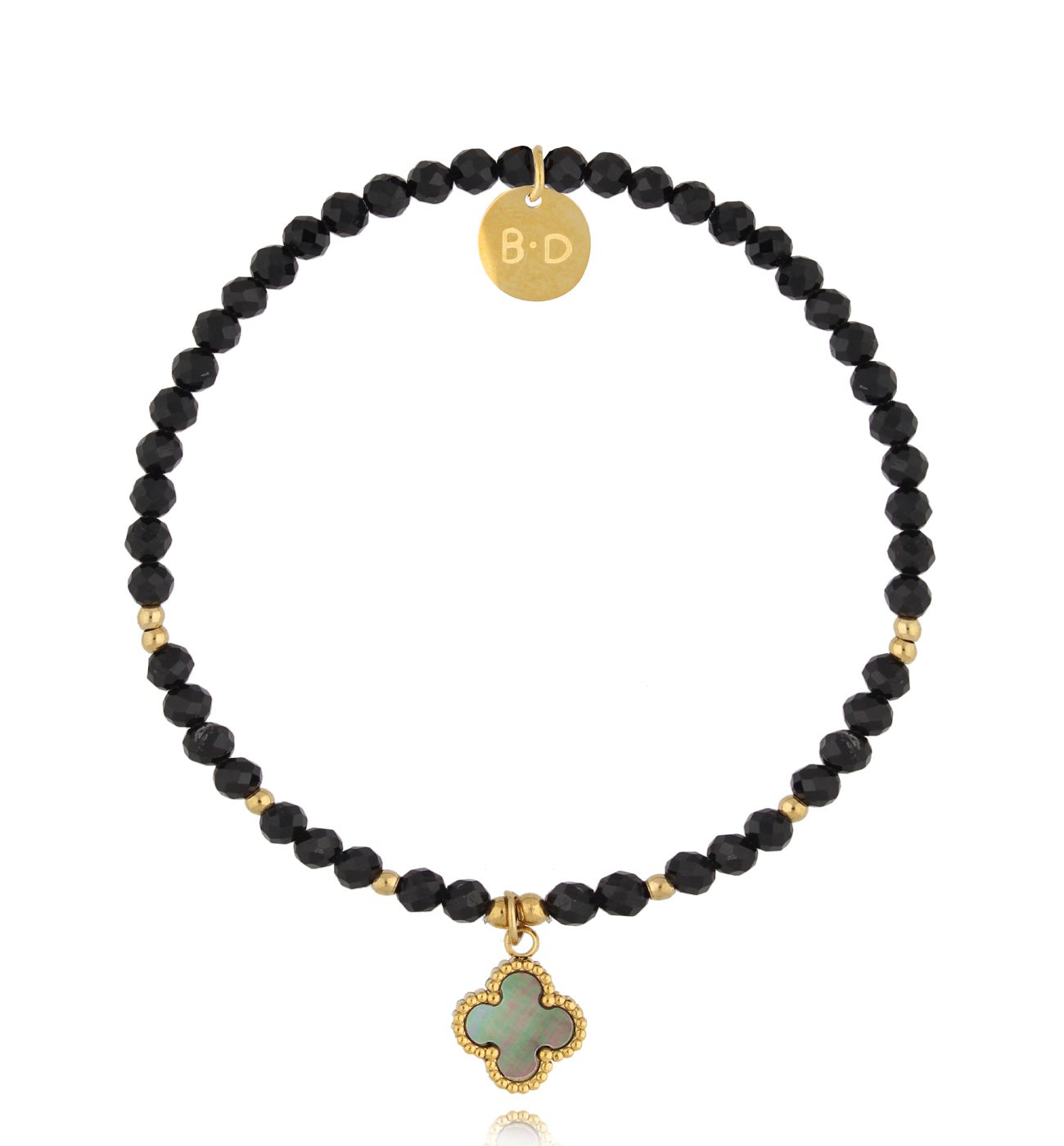 Bransoletka z turmalinami i szarą koniczynką - By Dziubeka