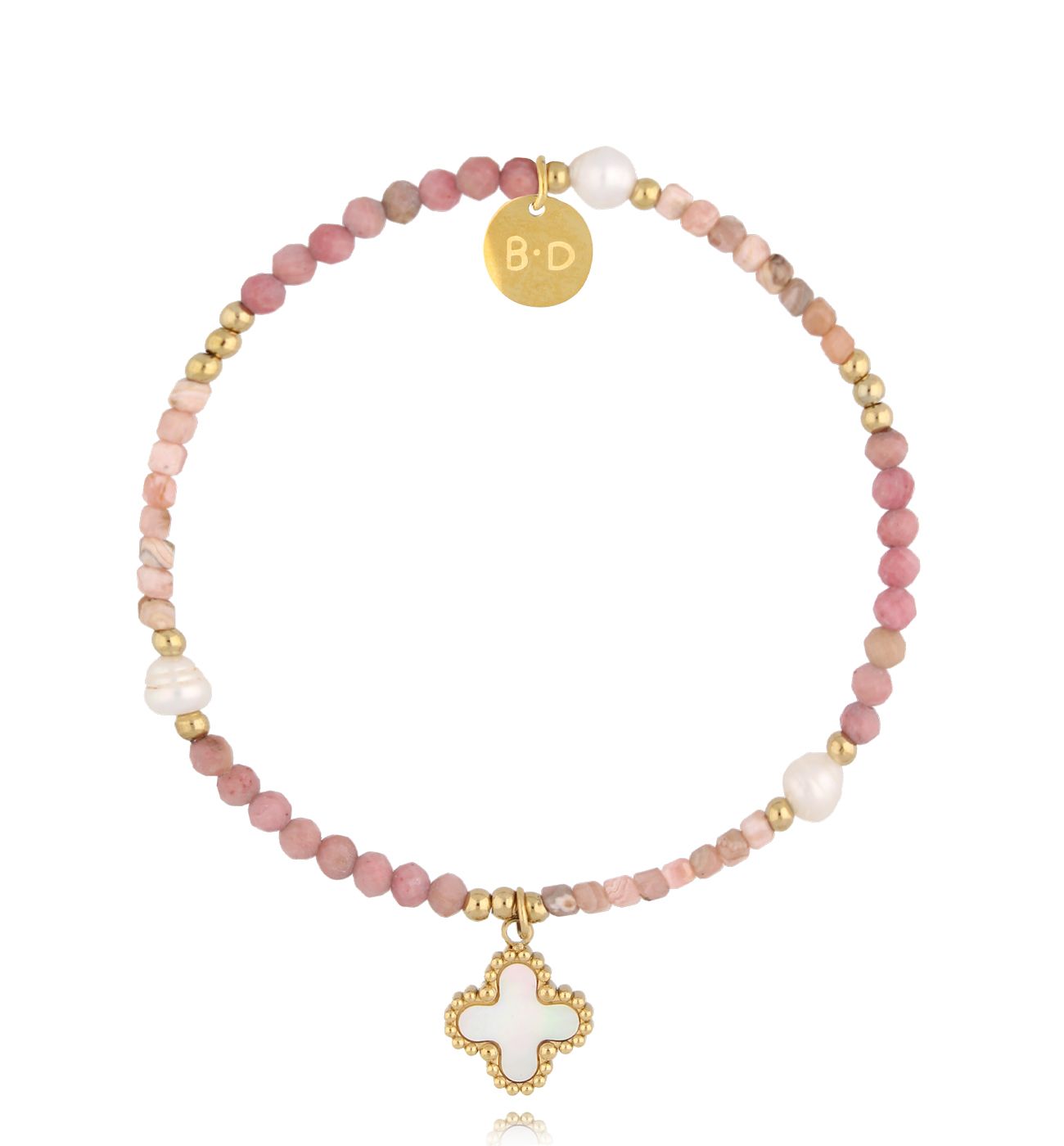 Bransoletka z koniczynką i rodochrozytami BTW2921