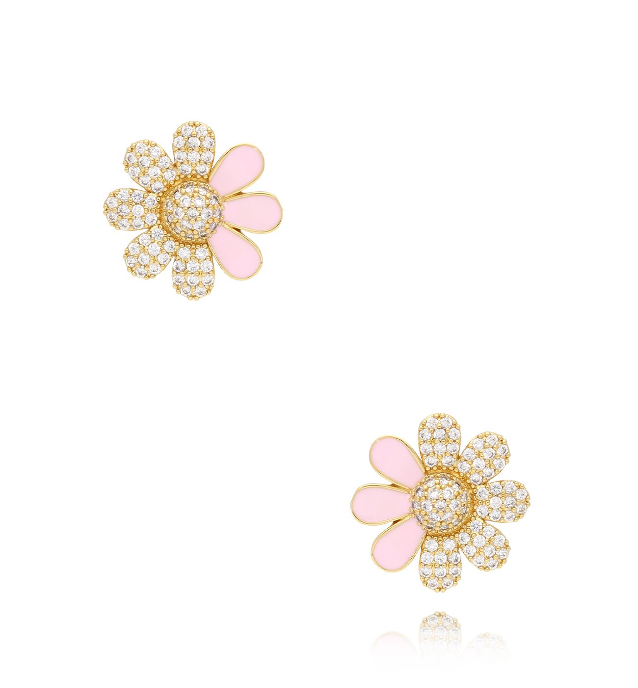 Kolczyki różowe z kwiatkiem Fleur Rose - By Dziubeka