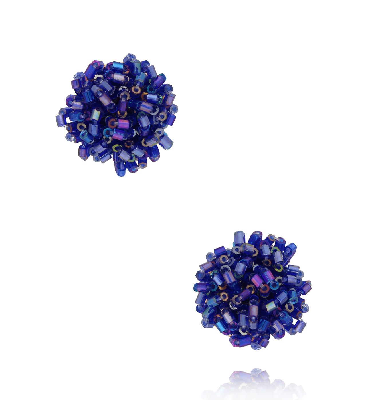 Kolczyki z granatowymi kryształkami okrągłe KWE0136 - By Dziubeka