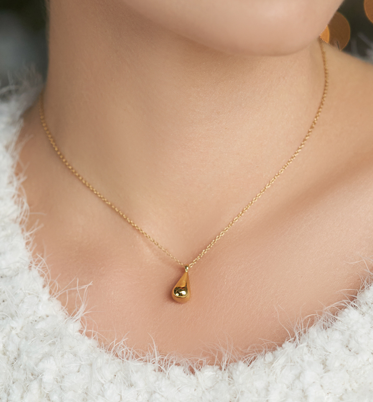 Naszyjnik złoty z kroplą Drop - By Dziubeka