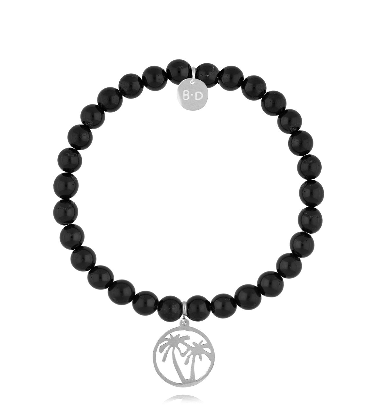 Bransoletka czarna z turmalinami i palmami Astrid - By Dziubeka