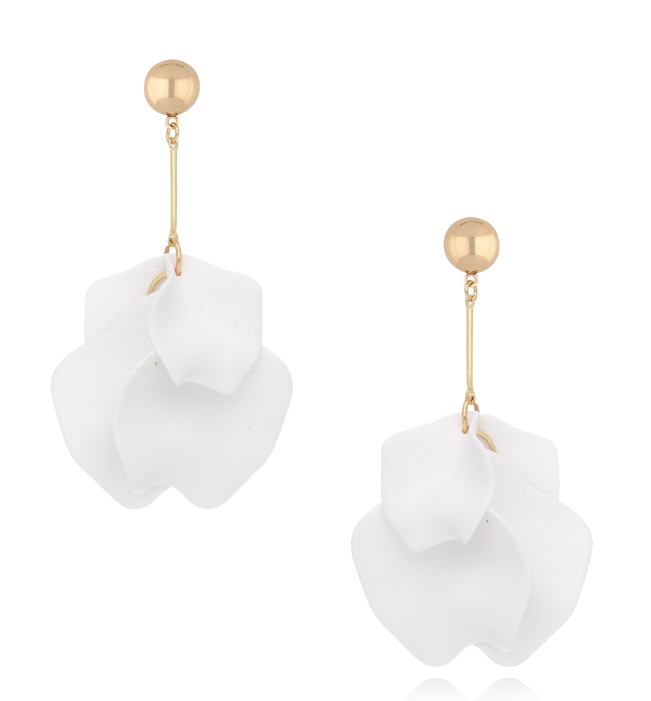 Kolczyki białe z płatkami Amaranta KFF0120 - By Dziubeka