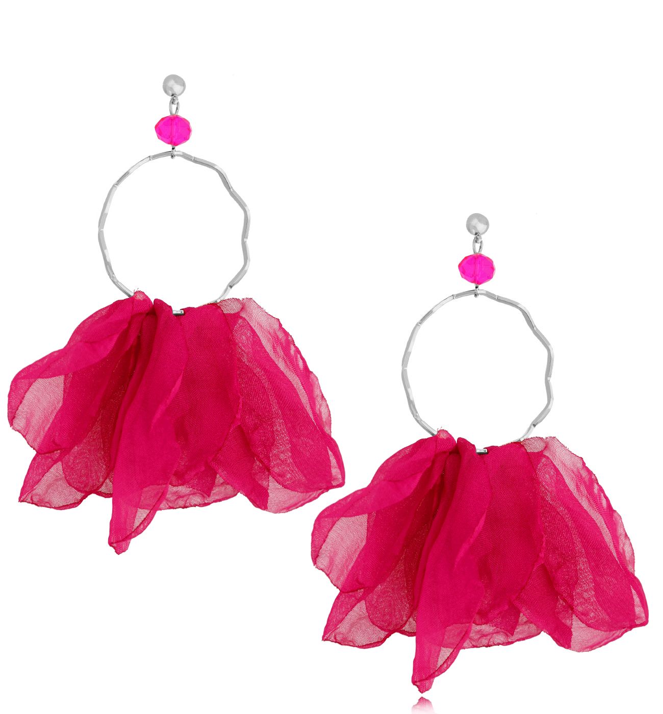 Kolczyki wiśnia z szyfonu Carino - By Dziubeka