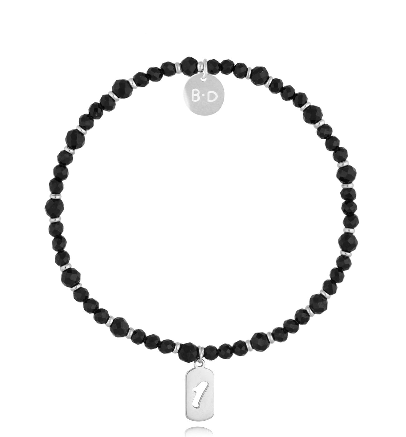 Bransoletka z agatami i cyfrą 1 srebrna - By Dziubeka